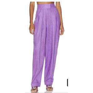 RONNY KOBO Darine Pants Womens XS Ultra Purple Pleated Cuffed Trouser Linen
